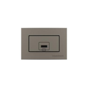 Imagem de Placa para Móveis 65x45 e Tomada Carregador USB-C MarGirius Sleek Colors 2A 10W Argila
