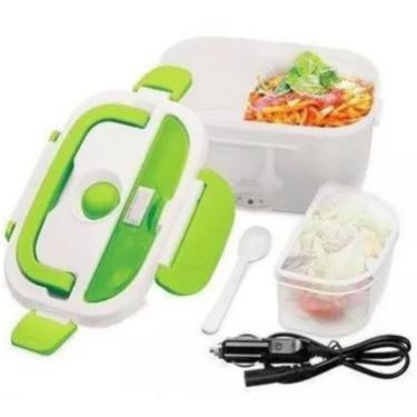Imagem de Marmita Elétrica Automática para Veículos 12V 1L 40W com Divisórias Fixas e Porta Salada Verde Draik