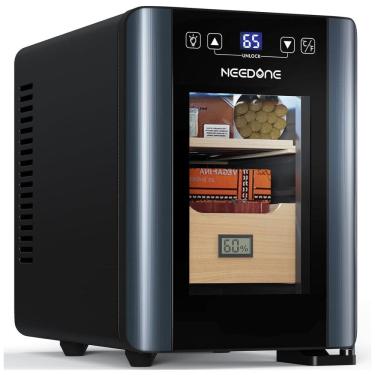 Imagem de Umidor para Charutos Elétrico 8L com Controle de Temperatura e Sistema Silencioso de Refrigeração, 110V, NEEDONE NO-8-CH2, Preto