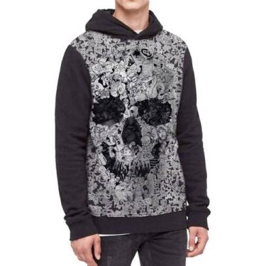 Imagem de Moletom Com Capuz Skull Caveira 3d Tumblr Ref:91 - smoke, Preto, PP