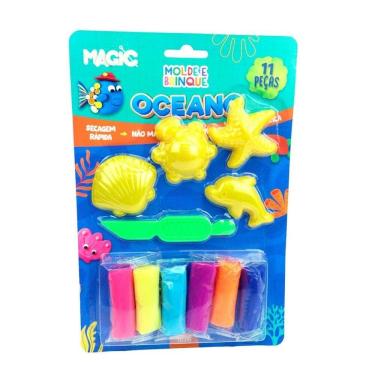 Imagem de Massinha de Modelar 11 Peças com Molde Oceano - Tudo em Caixa