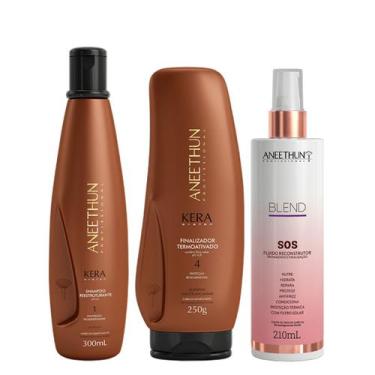 Imagem de Aneethun Kera System Kit Shampoo Finalizador e Blend SOS Fluído Recons