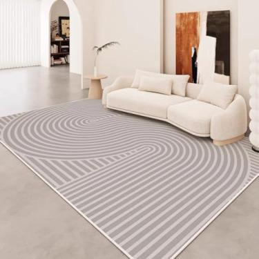 Imagem de Tapete estilo creme para sala de estar, sem manutenção, à prova de som, lavável e lavável, decoração para casa (160 x 230 cm/azul marinho)