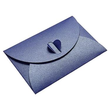 Imagem de Mini envelopes, pacote com 24 itens pequenos com fecho de coração, porta-cartão de presente fofo para festa de casamento, azul escuro