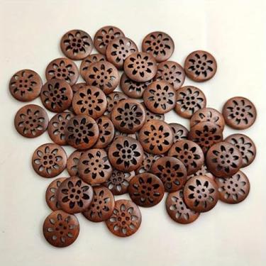 Imagem de 50 peças de botão de madeira floco de neve de 25 mm, botões de acessórios de costura vintage curry