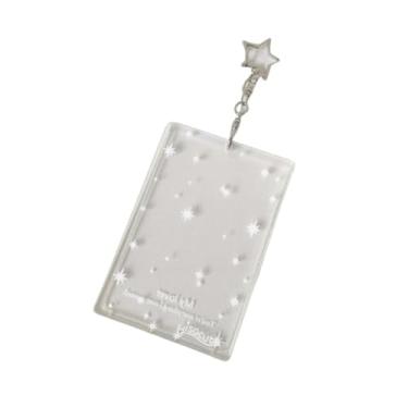 Imagem de Porta-cartões e documentos rígidos, resistentes, porta-crachás, berloques, porta-cartões transparentes (estrela transparente), Estrela transparente, Clássico