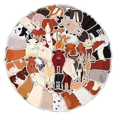 Imagem de 50 adesivos de gado, decalques estéticos de vinil para laptops, adesivo de boi de vaca para decoração de garrafas de água, para-choques, bagagem de computador, diário, capacete de guitarra