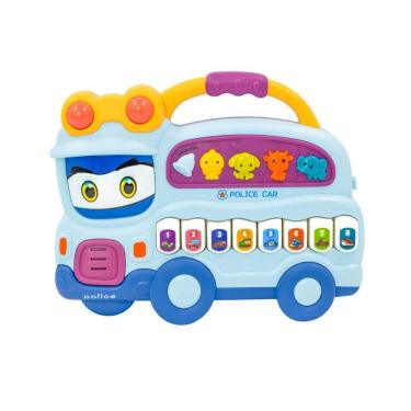 Imagem de Teclado Piano Musical Bebe Brinquedo Infantil Divertido Som Carros Policia Azul
