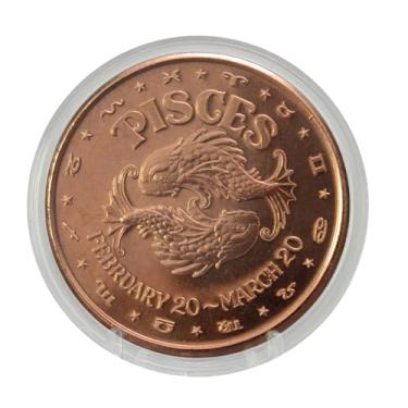 Imagem de Pisces Fish Token: 1 oz Pure Copper Challenge Coin in Capsule - Astrology & Zodiac Gift, Great for The Compassionate - COA by Heavenly Metals