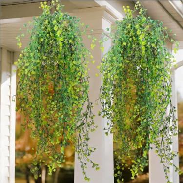 Imagem de 80 cm de videira artificial de salgueiro falso pendurado folhas de vime planta de hera artificial para sala de casa decoração de jardim decoração de casamento verde