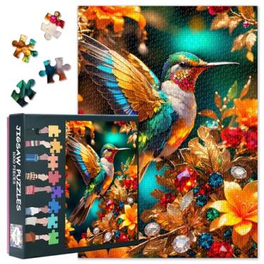 Imagem de Puzzles for Adults 1000 Pieces, Colorful Bird on a Branch of a Blossoming Orange Flower Puzzle, Impossible 1000 Piece Jigsaw Puzzles for Home Wall Decor, 19.5 x 27.5 Inch