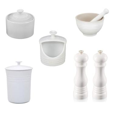Imagem de KIT LE CREUSET 6 UTENSILIOS PARA COZINHA EM CERÂMICA E PLÁSTICO ABS BRANCO