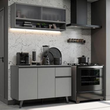 Imagem de Armário De Cozinha Compacta 120cm Cinza Nice 02 Cinza