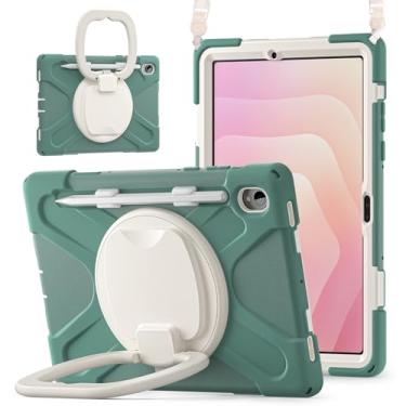 Imagem de Batianda Capa resistente para Samsung Galaxy Tab S11 2025 de 11 polegadas com suporte de anel giratório de 360° e alça de ombro Suporte de caneta S embutido à prova de choque, capa protetora robusta