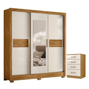 Imagem de Guarda Roupa Casal Bahamas E Cômoda Ms913 Freijó Off White - Moval