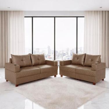 Imagem de Sofá 3 e 2 Lugares Essenza Bom Pastor, Castor Veludo PU