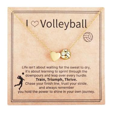 Imagem de RUOOUY Colar de bola Sweet Love, softball, futebol, voleibol, basquete, acessórios esportivos, joias, presente de Natal para mulheres, namorada, filha, Latão, Sem Pedra Preciosa