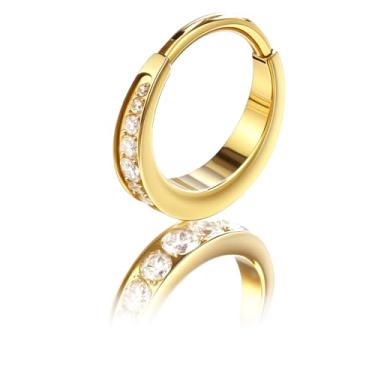 Imagem de BodyBonita Anéis de septo 16G, argolas de nariz de titânio G23 para mulheres e homens, piercing de narina CZ transparente 8/10 mm banhado a ouro 14K/prata, 16g(1.2mm)-8mm, Titânio, Zircônia cúbica