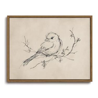 Imagem de KISSFOX Arte de parede emoldurada vintage floral desenho de pássaro impressões de arte em tela minimalistas imagens de fazenda decoração de parede primavera cottagecore pinturas antigas arte para