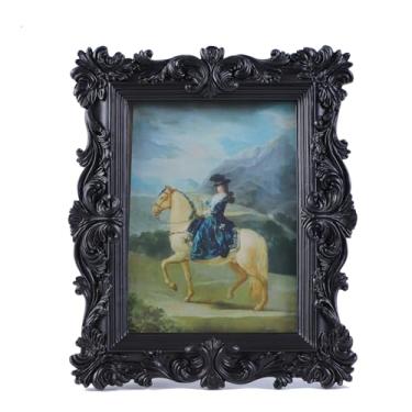 Imagem de LIHOLO Molduras vintage ornamentadas 12 x 18 cm, molduras antigas com vidro frontal, suporte de parede ou exibição de mesa, decoração de casa vintage, galeria vitoriana, design floral decorativo