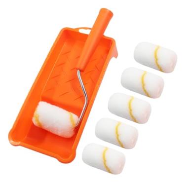 Imagem de BokWin Kit de mini rolo de pintura: rolos de espuma de 5 cm com 6 recargas, bandeja de tinta e alça de rolo - pacote com 8 para projetos de estêncil DIY menores, ideal para retoques de decoração de