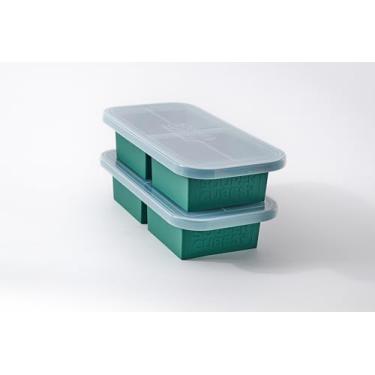 Imagem de Souper Cubes Bandeja de silicone para freezer com tampa para 2 xícaras, perfeita para armazenar lasanha, sobras, molhos, refeições em porções e muito mais, moldes de congelador de sopa de silicone