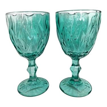 Imagem de Par de Taça Para Água Suco Vidro (Diamond verde 320 ml)