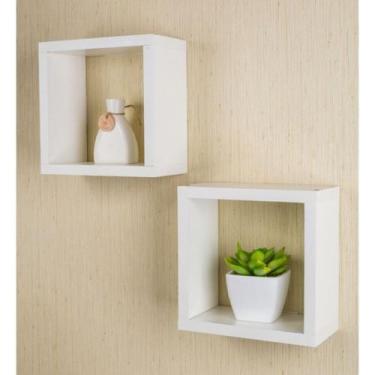 Imagem de Kit 02 Nichos 25x25 Branco MDF Decoração Sala Quarto Cozinha Banheiro 