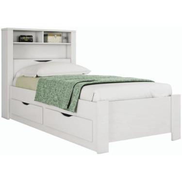 Imagem de Cama solteiro santos andira invicta com bau e gaveta branca