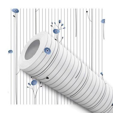Imagem de Papel De Parede Adesivo Lavável Cozinha Floral Classico Flor Azul - De
