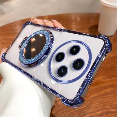 Imagem de Capa de silicone à prova de choque para Redmi Note 14 14C 14Pro 13C 12C para POCOF7 X7 X6 com suporte para espelho, capa macia, azul, para POCO M6Pro 4G