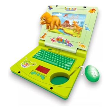 Imagem de Dinossaur Learning Machine, Laptop Infantil Educativo com Teclado Musical, Mouse e Tela Interativa, Tema Dinossauros, Verde, Brinquedo Eletrônico para Crianças