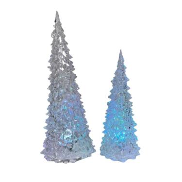 Imagem de Árvore De Natal Iluminada luminosa que brilha e pisca Cristal Decoração Do Lar Acrílico Transparente a Pilha (25cm)