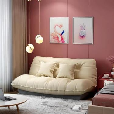 Imagem de Sofá-cama dobrável moderno e preguiçoso Sofás de piso ajustáveis com estrutura metálica, enchimento de esponja de alta resiliência para sala de estar, quarto, varanda,Beige