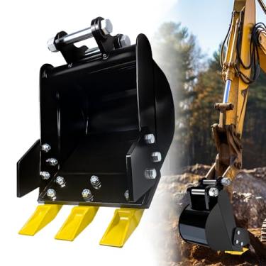 Imagem de Balde de escavação estreito de 300 mm, acessórios de mini escavadeira de 30 cm, acessórios de mini escavadeira de diâmetro do furo de 2,5 cm, distância entre eixos central de 9 cm (dentes amarelos