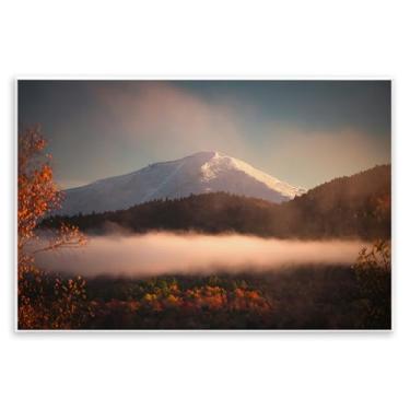 Imagem de Stupell Industries Arte de placa de parede com folhagem de outono e pico de montanha nevada, design de Jonathan Zaharek, 13 x 19