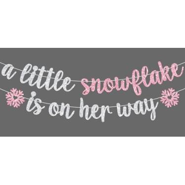 Imagem de A Little Snowflake is on Her Way Banner, Little Snowflake Baby Shower Decorations, Winter Wonderland, Frozen Snowflake Christmas Baby Shower/Gênero Revelar Festa Decoração Suprimentos para Bebês
