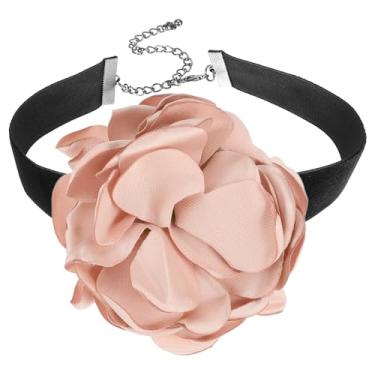 Imagem de PATIKIL Colar de gargantilhas de rosas para mulheres, gargantilhas de flores, acessórios modernos de veludo ajustável, One Size, Algodão, Âmbar