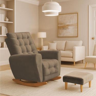 Imagem de Poltrona Amamentação Base Balanço Cecilia Capuccino