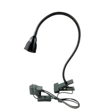 Imagem de QUANS Luminária de mesa de LED com clipe de 5 W COB com pescoço de ganso branca fria com pescoço de 48 cm, preta