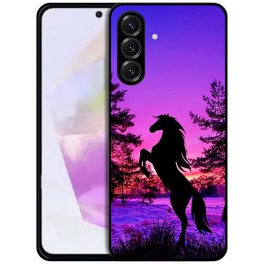 Imagem de SM CASES Capa para Samsung Galaxy A36 5G - Capa protetora à prova de choque de borracha TPU com design impresso 2D de cavalo para Samsung Galaxy A36 5G preta