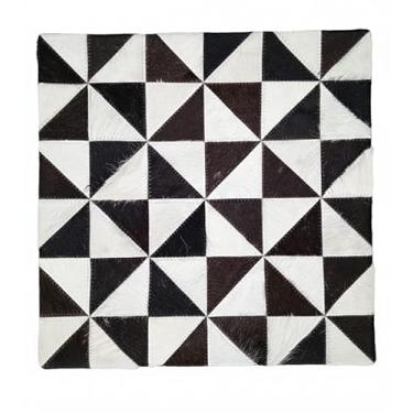 Imagem de NGF Capas de almofada geniune de couro bovino - Almofada de couro verdadeiro em couro de vaca (preto e branco, 40,6 x 40,6 cm)