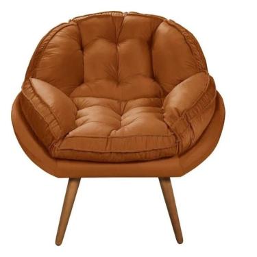 Imagem de Poltrona Decorativa Califórnia Em Tecido Suede Pés Madeira