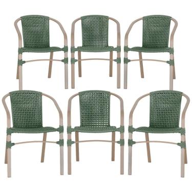 Imagem de 06 Cadeiras Floripa Alumínio Pintura Fendi Trama Original Verde