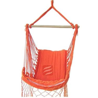 Imagem de Rede Cadeira De teto Balanco Suspensa descanso com espuma e bolsa transporte(Laranja)