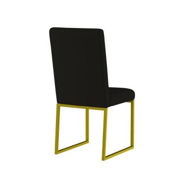 Imagem de Cadeira Para Mesa De Jantar Base Industrial Dourado Balaqui Preto