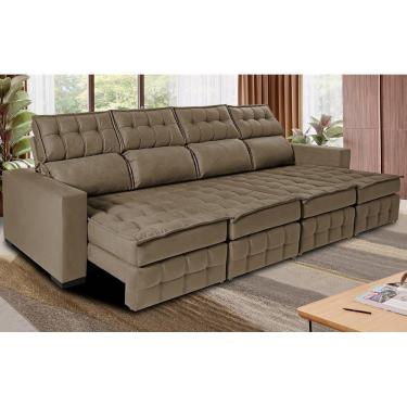 Imagem de Sofá Retrátil E Reclinável 3,20m Molas Ensacadas E Costura Tripla Cama Inbox Nobre Suede Castor
