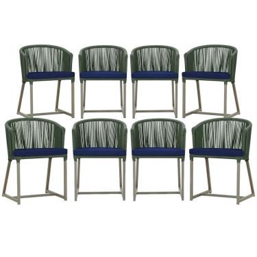 Imagem de 8 Cadeiras De Jantar área Noronha Fendi E10 Trama  Verde