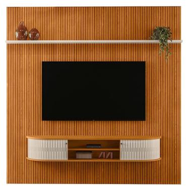 Imagem de Painel Bancada TV 75 Polegadas 245x238 Cm Bugatti Madetec Cinamomo Off White