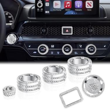 Imagem de DvlynAuroa Acessórios para Honda Civic 2022-2025 e Accord/CRV/HRV/Acura Integra 2023-2025 -A/C, rádio, luz de aviso, tampa do botão de arranque/anel (tela de 9 polegadas, Bling)